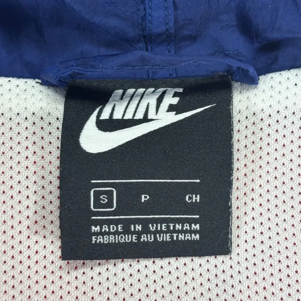 Y2K Nike Windbreaker Jacket Mens S Blue Red White Colorblock Hooded‎ Spell Retro